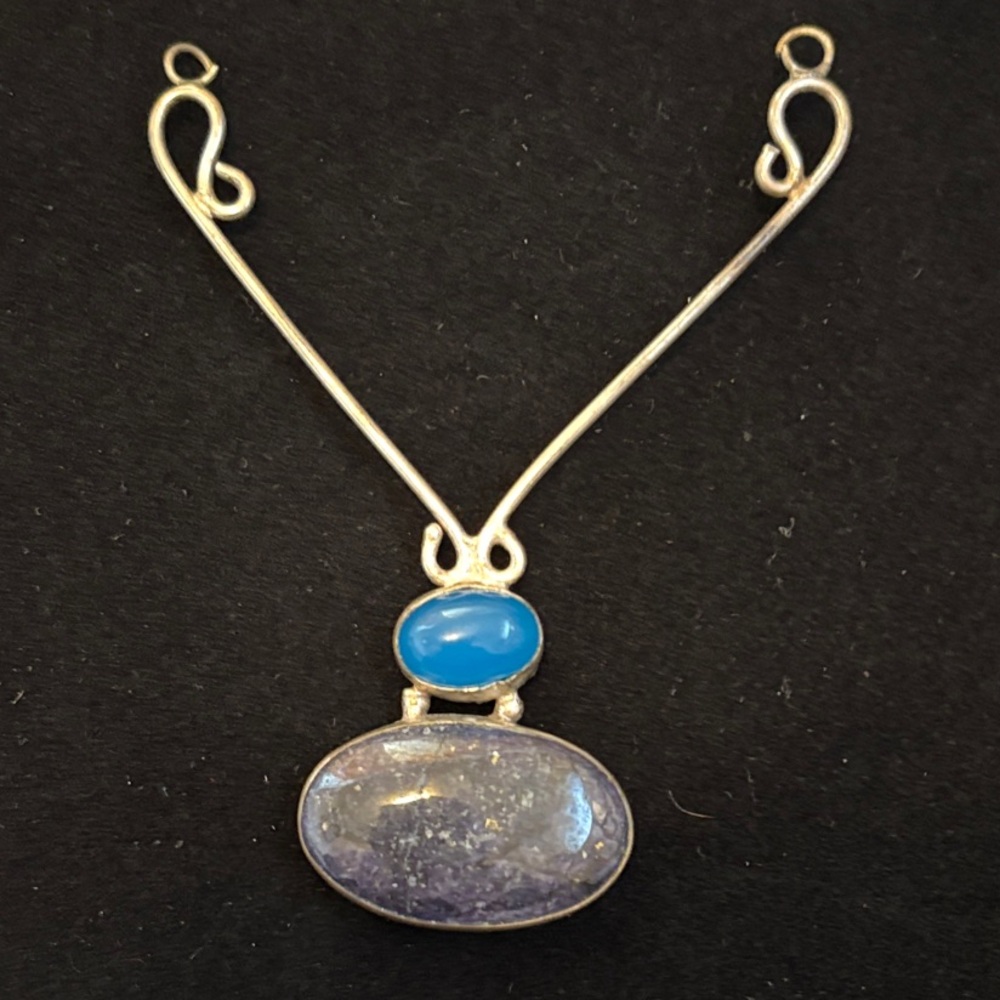 Vintage‎ Pendant with Blue and Silver Stones